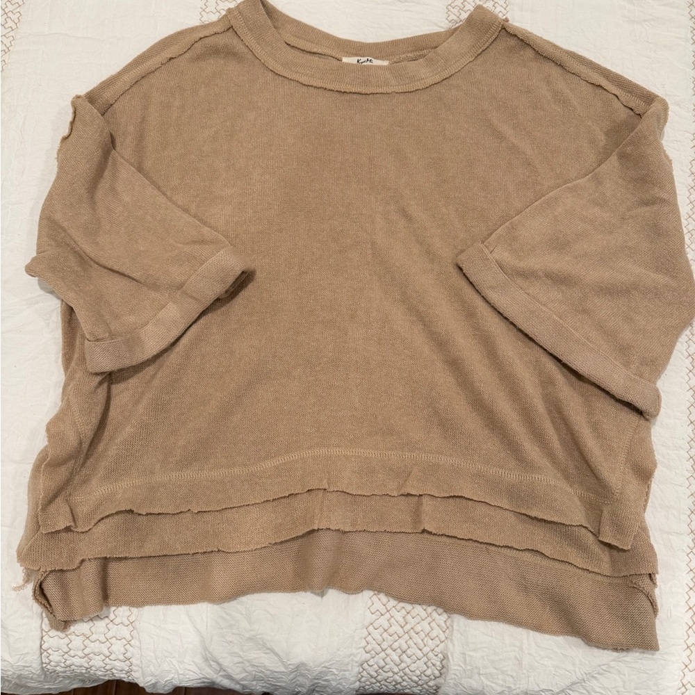 Casual Tan Short Sleeve Top